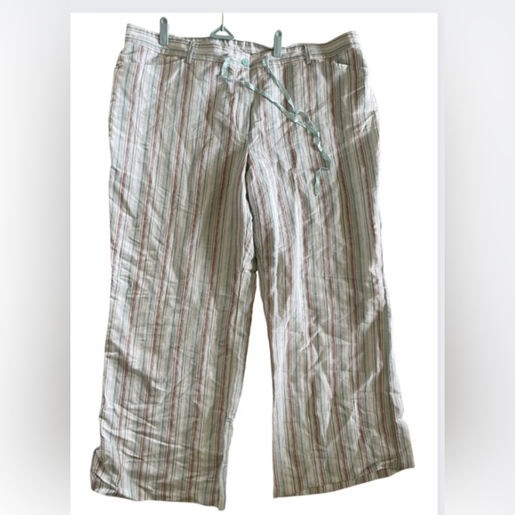 Lane Bryant 22/24 Pastel Blue Striped Linen/Rayon Pants Beautiful - Picture 1 of 4
